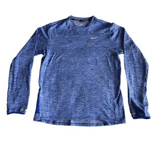 Nike Dri-FIT Warm Long Sleeve Running Shirt, Size: Large, Color: Heather Blue